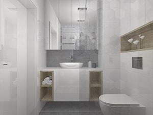 Łazienka z prysznicem- motyw heksagonów (Warszawa) - zdjęcie od DIZU Studio Projektowe