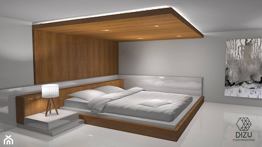 Sypialnia w minimalistycznym mieszkaniu - zdjęcie od DIZU Studio Projektowe