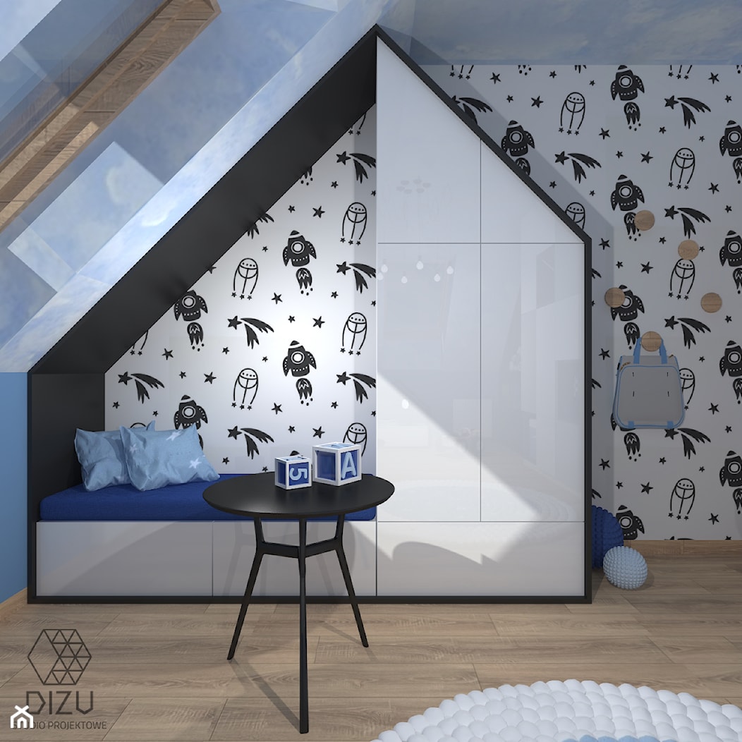 Projekt pokoju dla chłopca z niebieskimi dodatkami - Bielsko-Biała - zdjęcie od DIZU Studio Projektowe - Homebook