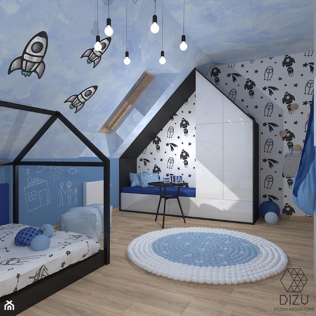 Projekt pokoju dla chłopca z niebieskimi dodatkami - Bielsko-Biała - zdjęcie od DIZU Studio Projektowe - Homebook