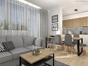 Mieszkanie w bieli, szarościach i drewnie - Bielsko-Biała - zdjęcie od DIZU Studio Projektowe