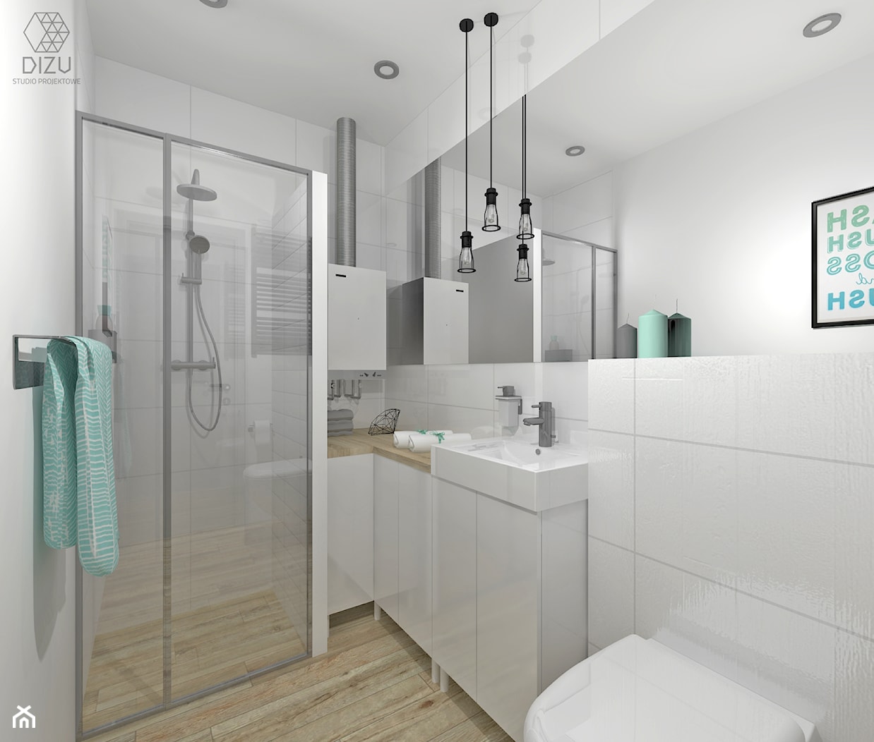 Nowoczesna łazienka z dodatkami mięty- Chorzów - zdjęcie od DIZU Studio Projektowe - Homebook