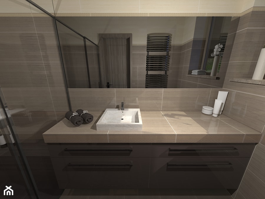 Łazienka w odcieniach beżu i brązu - zdjęcie od DIZU Studio Projektowe