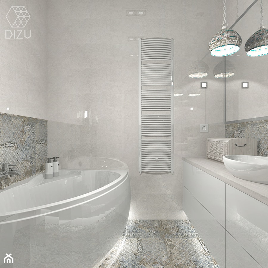 Stonowana łazienka z nutą orientu - Mazańcowice - zdjęcie od DIZU Studio Projektowe