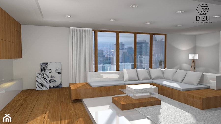 Salon w minimalistycznym mieszkaniu - zdjęcie od DIZU Studio Projektowe
