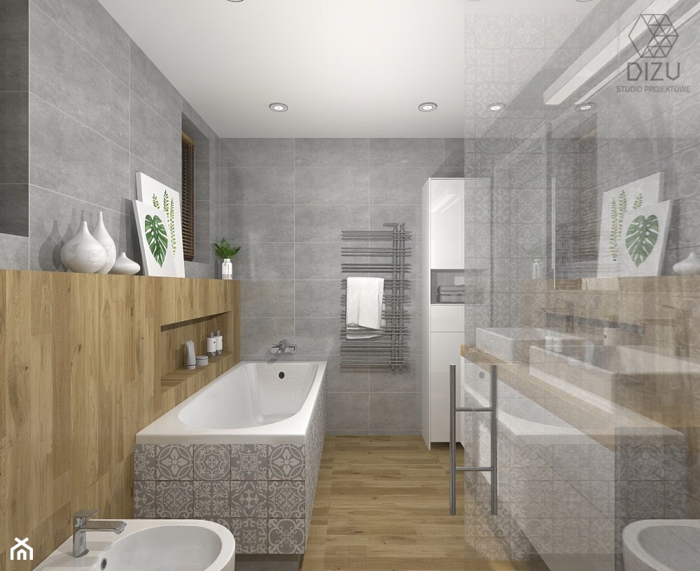 Łazienka w motywem patchworku + małe WC - Bielsko-Biała - zdjęcie od DIZU Studio Projektowe - Homebook