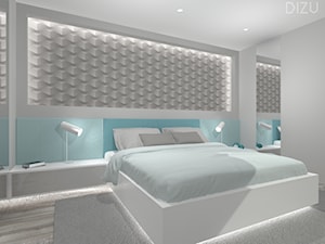 Delikatna, bezowa sypialnia z miętowymi akcentami - zdjęcie od DIZU Studio Projektowe