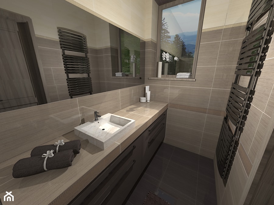 Łazienka w odcieniach beżu i brązu - zdjęcie od DIZU Studio Projektowe