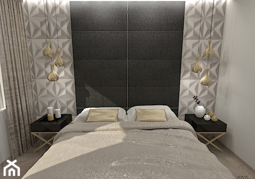 Beżowa sypialnia- Gliwice - zdjęcie od DIZU Studio Projektowe