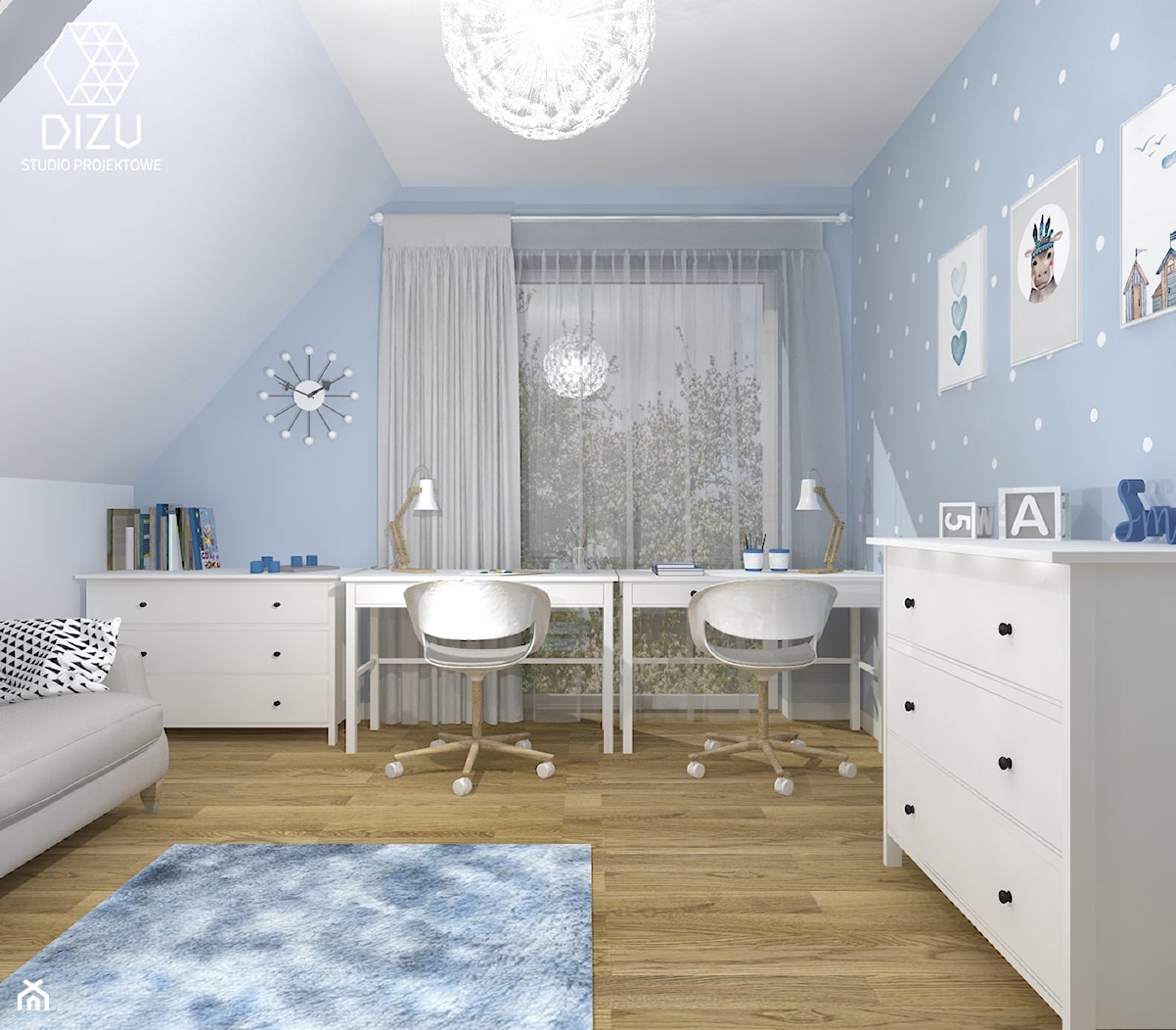 Błękitny pokoik dzienny dla maluchów - dom w Rudzicy - zdjęcie od DIZU Studio Projektowe - Homebook