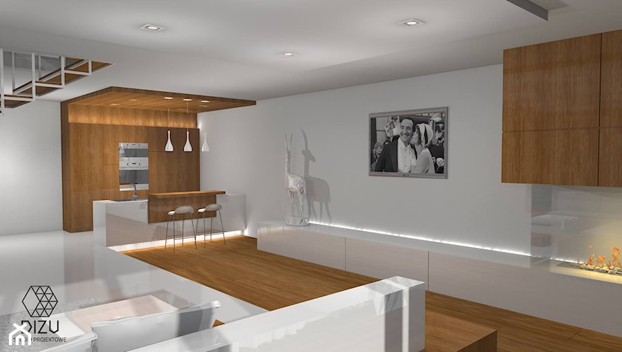 Salon w minimalistycznym mieszkaniu - zdjęcie od DIZU Studio Projektowe