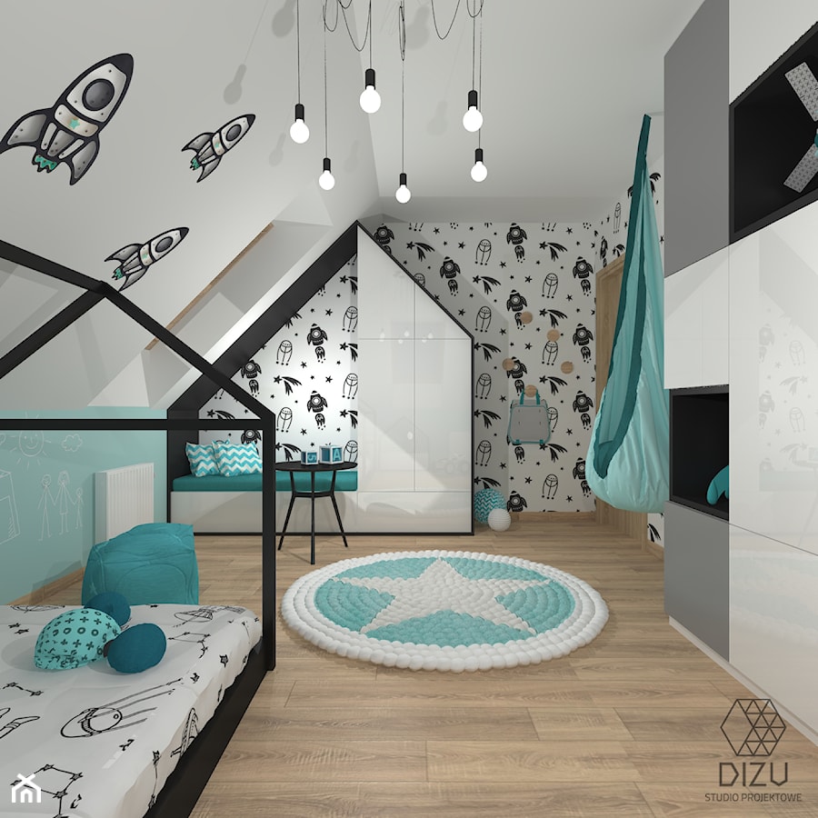 Projekt pokoju dla chłopca z miętowymi dodatkami - Bielsko-Biała - zdjęcie od DIZU Studio Projektowe