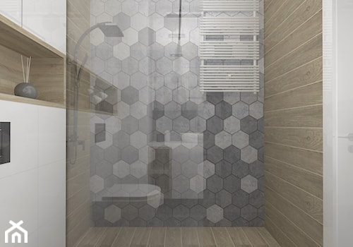 Łazienka z prysznicem- motyw heksagonów (Warszawa) - zdjęcie od DIZU Studio Projektowe