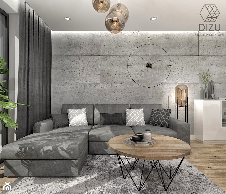 Mieszkanie z loftowymi akcentami - Salon -Bielsko-Biała - zdjęcie od DIZU Studio Projektowe