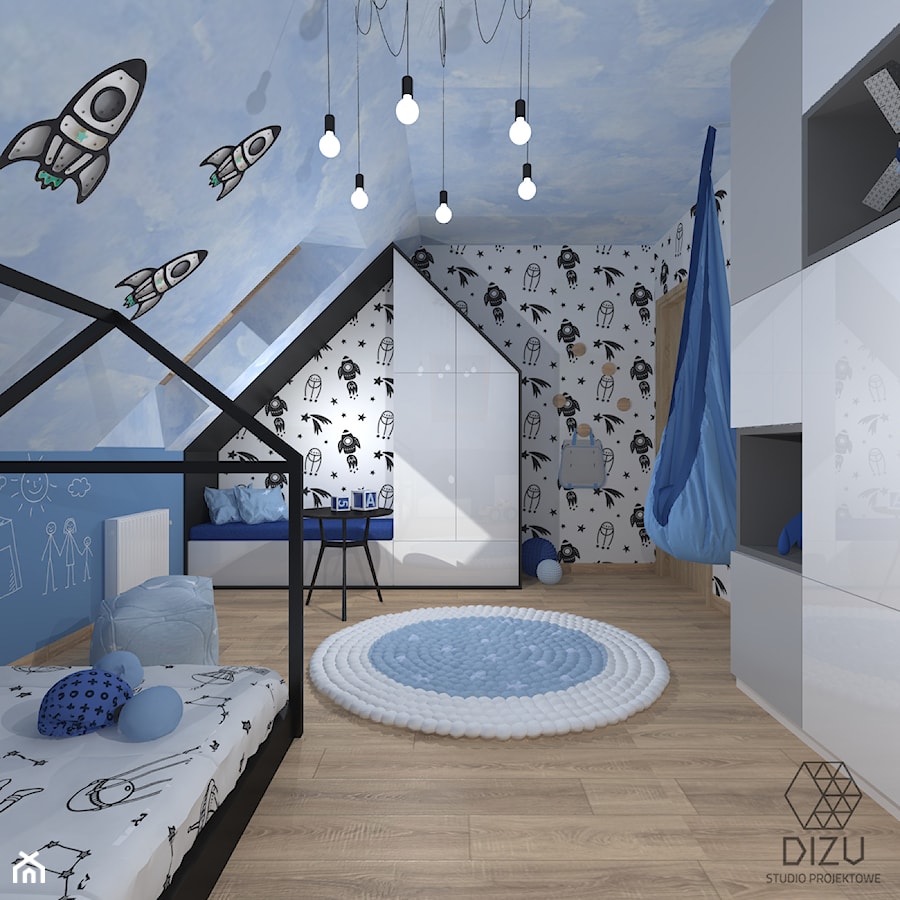 Projekt pokoju dla chłopca z niebieskimi dodatkami - Bielsko-Biała - zdjęcie od DIZU Studio Projektowe