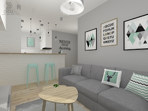 Salon z dodatkami mięty w stylu skandynawskim- Chorzów - zdjęcie od DIZU Studio Projektowe