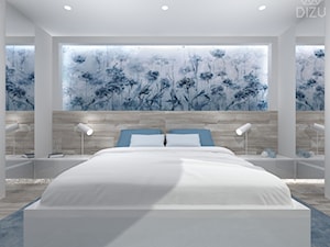 Jasna sypialnia z niebieskimi akcentami - zdjęcie od DIZU Studio Projektowe