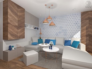 Salon z niebieskimi dodatkami - zdjęcie od DIZU Studio Projektowe