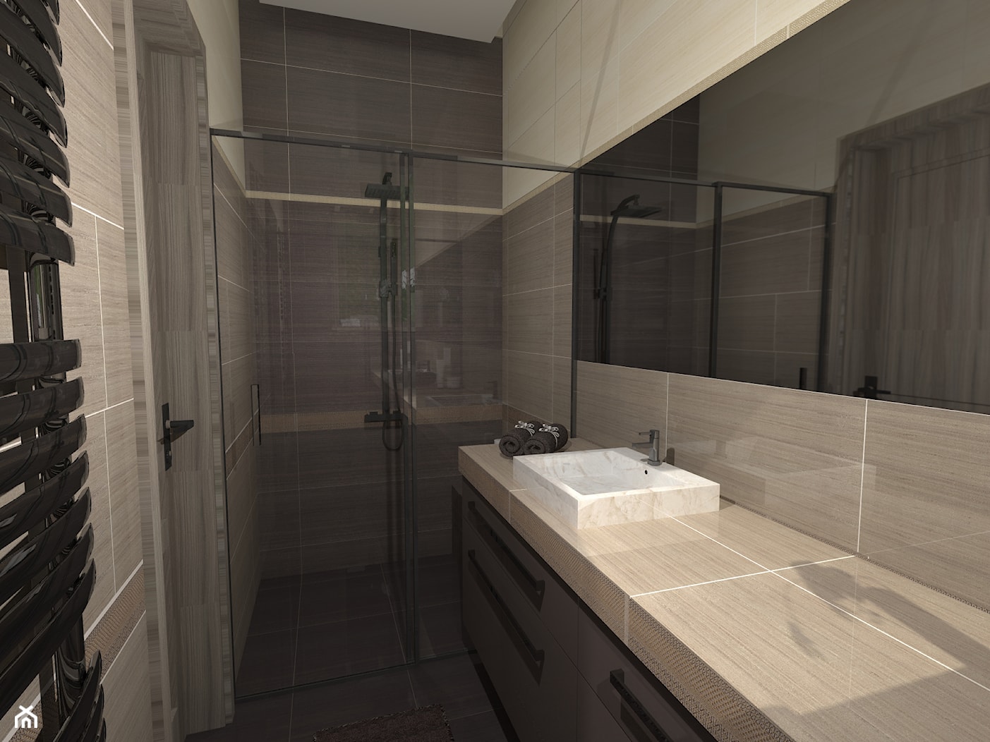 Łazienka w odcieniach beżu i brązu - zdjęcie od DIZU Studio Projektowe - Homebook