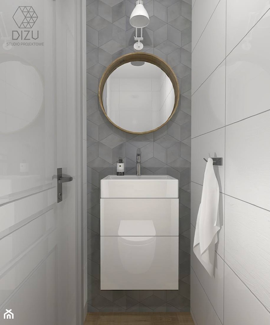 Łazienka w motywem patchworku + małe WC - Bielsko-Biała - zdjęcie od DIZU Studio Projektowe
