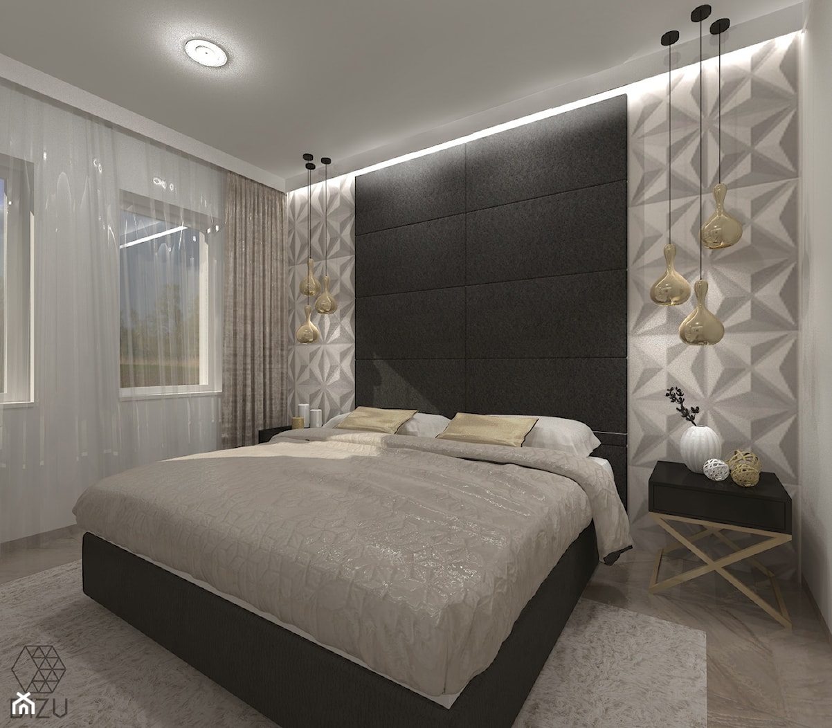 Beżowa sypialnia- Gliwice - zdjęcie od DIZU Studio Projektowe - Homebook
