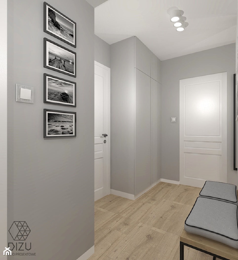 Mieszkanie w bieli, szarościach i drewnie - Bielsko-Biała - zdjęcie od DIZU Studio Projektowe - Homebook
