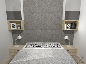 Sypialnia w nowoczesnym stylu z przewagą szarości i bieli - zdjęcie od DIZU Studio Projektowe