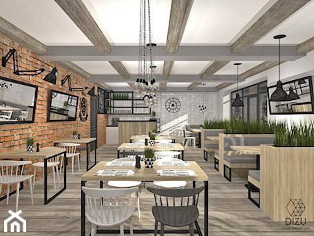 Aranżacje wnętrz - Wnętrza publiczne: Restauracja/Pizzeria w Czańcu - DIZU Studio Projektowe. Przeglądaj, dodawaj i zapisuj najlepsze zdjęcia, pomysły i inspiracje designerskie. W bazie mamy już prawie milion fotografii!