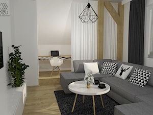 Mieszkanie na piętrze w domu jednorodzinnym - Średni biały salon, styl nowoczesny - zdjęcie od DIZU Studio Projektowe