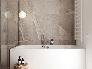 WORONICZA - Mała bez okna z marmurową podłogą łazienka, styl minimalistyczny - zdjęcie od FAMM DESIGN