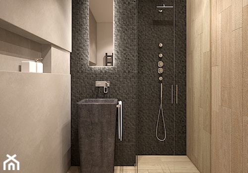 minimalistyczna toaleta z prysznicem - zdjęcie od FAMM DESIGN