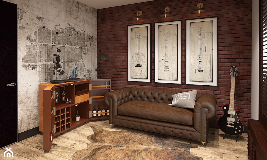 INSPIRACJE KOLONIALNE - Średnie z sofą biuro, styl nowoczesny - zdjęcie od FAMM DESIGN