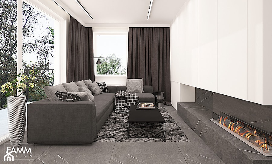 WHITE & BLACK - Salon, styl minimalistyczny - zdjęcie od FAMM DESIGN