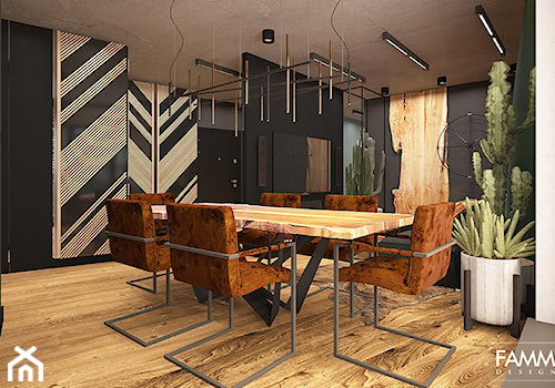 LUBLIN PO MOJEMU - Średnia brązowa czarna jadalnia w salonie, styl industrialny - zdjęcie od FAMM DESIGN