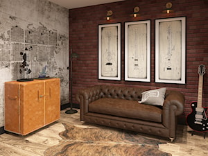 INSPIRACJE KOLONIALNE - Średnie z sofą szare biuro, styl industrialny - zdjęcie od FAMM DESIGN