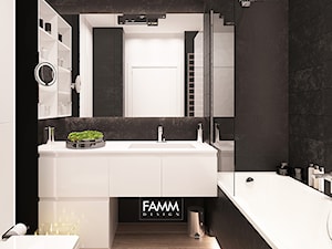 BLACK & WHITE - Mała bez okna z lustrem łazienka, styl minimalistyczny - zdjęcie od FAMM DESIGN