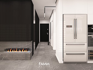 BLACK & WHITE - Mała otwarta biała czarna kuchnia jednorzędowa w aneksie, styl minimalistyczny - zdjęcie od FAMM DESIGN
