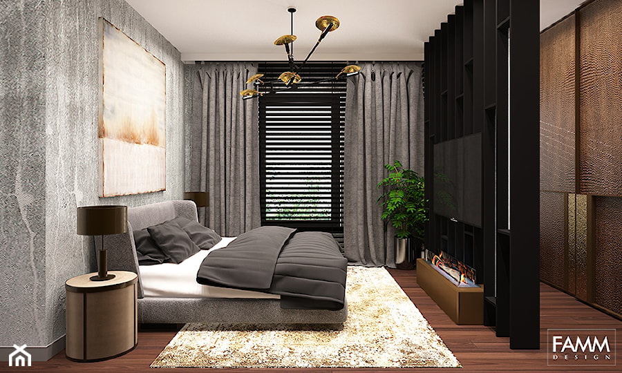 ELEGANCKI TORUŃ - Mała średnia szara sypialnia, styl glamour - zdjęcie od FAMM DESIGN