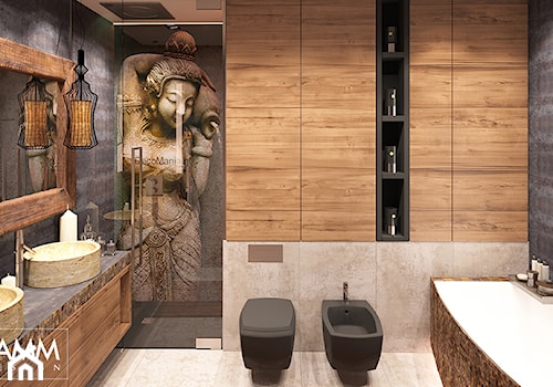 KLIMATYCZNY WILANÓW - Duża z dwoma umywalkami łazienka, styl nowoczesny - zdjęcie od FAMM DESIGN