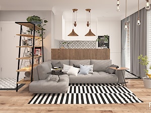 SKANDYNAWSKI LOOK - Średni biały salon z kuchnią, styl skandynawski - zdjęcie od FAMM DESIGN