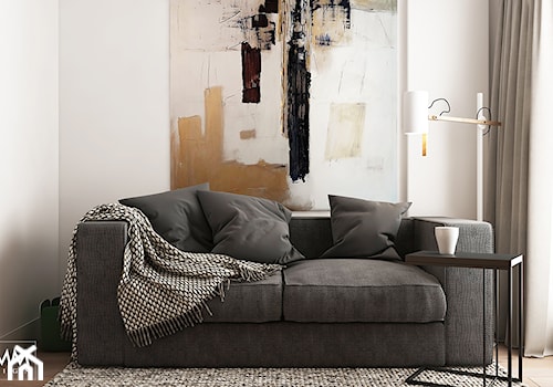 WORONICZA - Małe z sofą białe biuro, styl minimalistyczny - zdjęcie od FAMM DESIGN