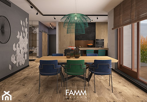 LOFT LOVE - Średnia szara jadalnia w kuchni, styl industrialny - zdjęcie od FAMM DESIGN