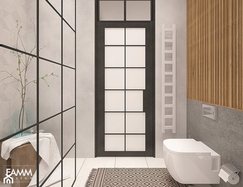 INDUSTRIALNY MINIMAL - Mała bez okna łazienka, styl industrialny - zdjęcie od FAMM DESIGN