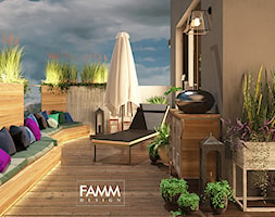 LOFT LOVE - Duży z meblami ogrodowymi z donicami na kwiaty taras z tyłu domu, styl industrialny - zdjęcie od FAMM DESIGN - Homebook