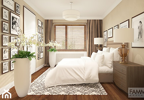 ŁOWICZ PO AMERYKAŃSKU - Średnia beżowa biała sypialnia, styl tradycyjny - zdjęcie od FAMM DESIGN