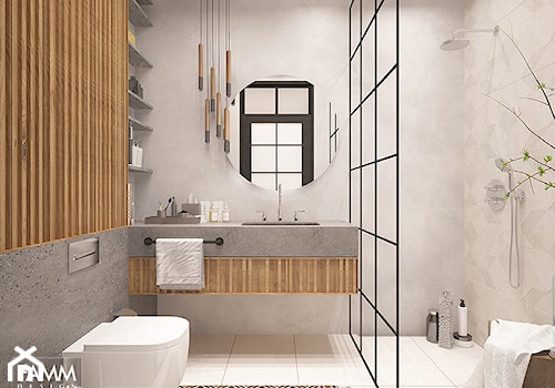 INDUSTRIALNY MINIMAL - Średnia bez okna łazienka, styl industrialny - zdjęcie od FAMM DESIGN