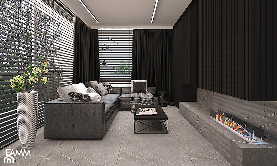 BLACK & WHITE - Salon, styl minimalistyczny - zdjęcie od FAMM DESIGN