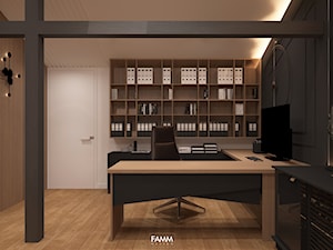FAIRYLAND - Duże czarne białe biuro domowe kącik do pracy, styl nowoczesny - zdjęcie od FAMM DESIGN