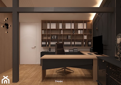 FAIRYLAND - Duże w osobnym pomieszczeniu białe czarne biuro, styl nowoczesny - zdjęcie od FAMM DESIGN