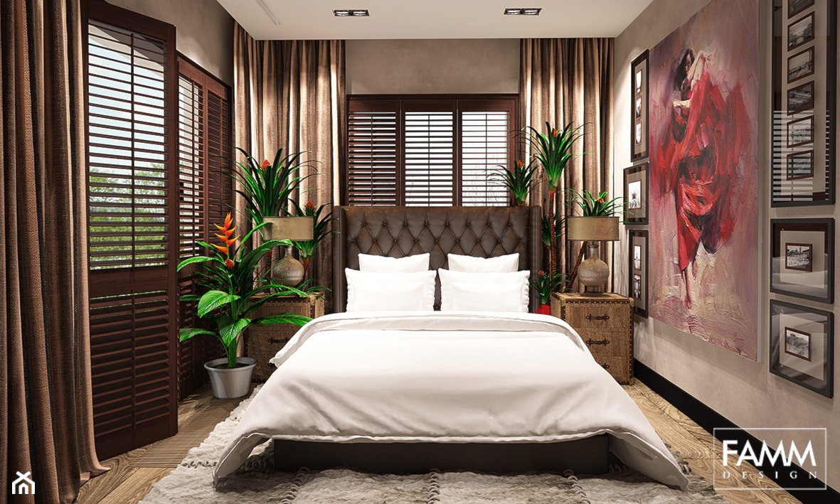 INSPIRACJE KOLONIALNE - Średnia sypialnia, styl nowoczesny - zdjęcie od FAMM DESIGN - Homebook